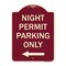Signmission Night Permit Parking W/ Left Arrow Heavy-Gauge Aluminum Architectural Sign, 24" x 18", BU-1824-23859 A-DES-BU-1824-23859 - alternate 1